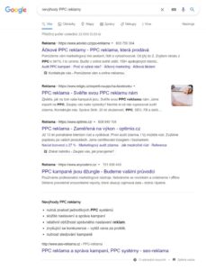 Nevhodné výsledky Google na pojem: PPC reklama nevýhody